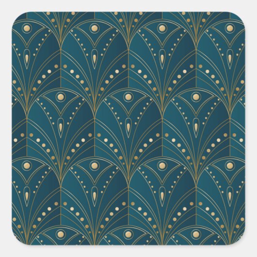 Art Deco pattern with gold geometric shapes スクエアシール (正面)