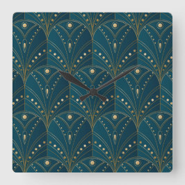 Art Deco pattern with gold geometric shapes スクエア壁時計