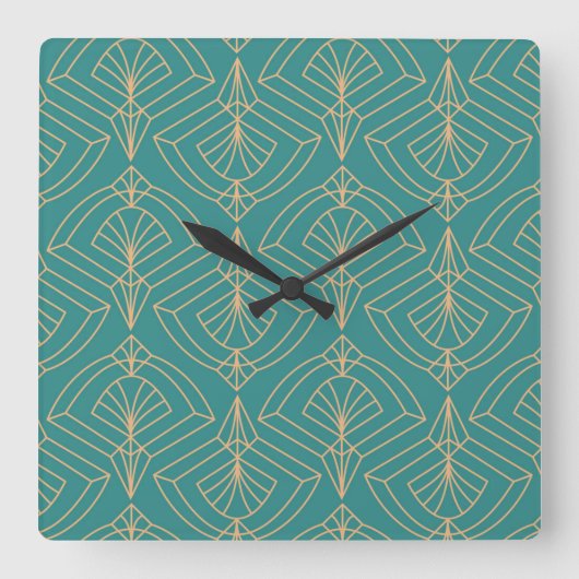 Art Deco pattern with gold geometric shapes  スクエア壁時計 (正面)