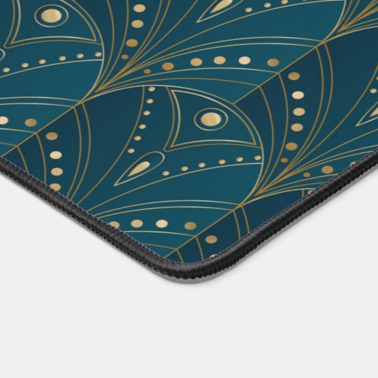 Art Deco pattern with gold geometric shapes デスクマット (コーナー)