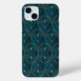 Art Deco pattern with gold geometric shapes iPhone 15 Miniケース