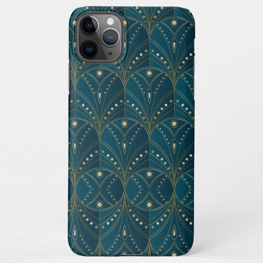 Art Deco pattern with gold geometric shapes iPhoneケース (裏面)