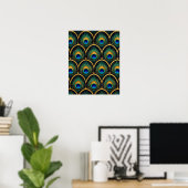 Art Deco Peacock Feather Geometric Artwork ポスター (ホームオフィス)