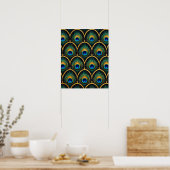 Art Deco Peacock Feather Geometric Artwork ポスター (キッチン)