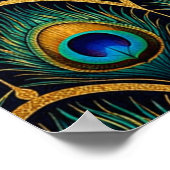 Art Deco Peacock Feather Geometric Artwork ポスター (角)