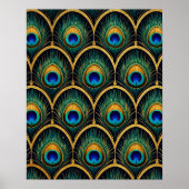 Art Deco Peacock Feather Geometric Artwork ポスター (正面)
