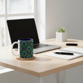 Art Deco Peacock Feather Geometric Pattern ツートーンマグカップ