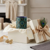 Art Deco Peacock Feather Geometric Pattern ツートーンマグカップ