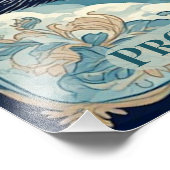 Art Deco Penguin Ice Bird Couple Snow Ocean Floral フォトプリント (角)