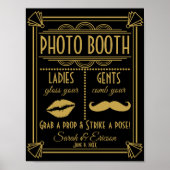 Art Deco PHOTO BOOTH wedding sign black and gold ポスター (正面)