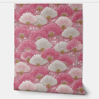 Art Deco Pink and White Flowers 壁紙