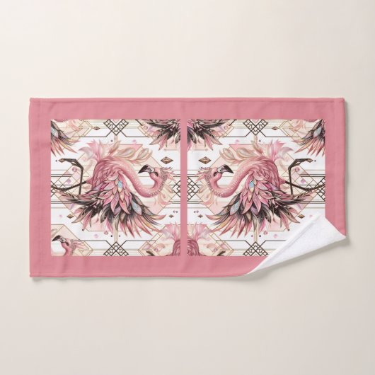 Art Deco Pink Flamingo  バスタオルセット (ハンドタオル)
