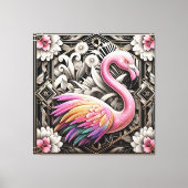 Art Deco Pink Flamingo Canvas Print キャンバスプリント (正面)