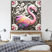 Art Deco Pink Flamingo Canvas Print キャンバスプリント (インサイチュ (寝室))