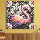 Art Deco Pink Flamingo Canvas Print キャンバスプリント (インサイチュ (リビング))