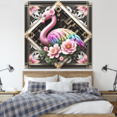 Art Deco Pink Flamingo Canvas Print キャンバスプリント (インサイチュ (寝室))