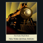 Art Deco Poster Train New York Central Station ポスター<br><div class="desc">You choose to have this art deco post framed or not.</div>