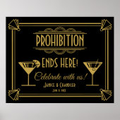 Art Deco Prohibition Wedding Bar Sign: ポスター (正面)