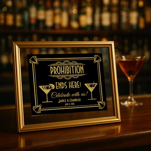 Art Deco Prohibition Wedding Bar Sign: ポスター
