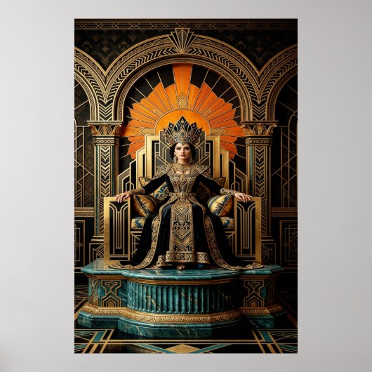 Art Deco Queen Throne Gilded Palace Gold ポスター (正面)
