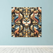 Art Deco Rainbow Owls Canvas Print キャンバスプリント (インサイチュ (ウッドフロア))