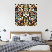Art Deco Rainbow Owls Canvas Print キャンバスプリント (インサイチュ (寝室))