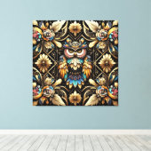 Art Deco Rainbow Owls Canvas Print キャンバスプリント (インサイチュ (ウッドフロア))