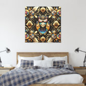 Art Deco Rainbow Owls Canvas Print キャンバスプリント (インサイチュ (寝室))