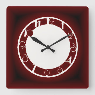 Art Deco red スクエア壁時計