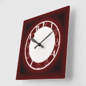 Art Deco red スクエア壁時計 (傾斜)