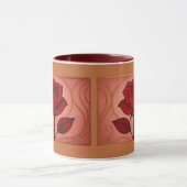 Art Deco Red Rose Maroon Combo Mug マグカップ (中央)