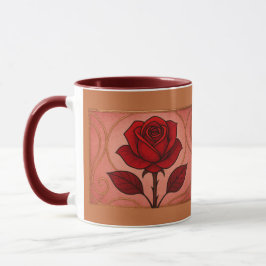 Art Deco Red Rose Maroon Combo Mug マグカップ