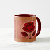 Art Deco Red Rose Maroon Combo Mug マグカップ (正面右)