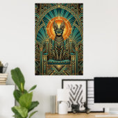 Art Deco Regal Halo Cat Wall Art ポスター (ホームオフィス)