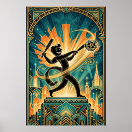 Art Deco Retro Film Strip Cartoon Character ポスター