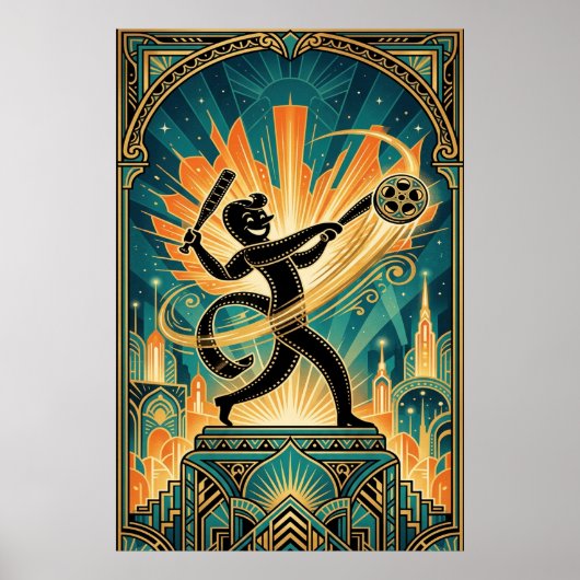 Art Deco Retro Film Strip Cartoon Character ポスター (正面)