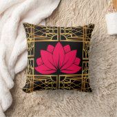 Art Deco Retro Lotus (red & black) クッション (ブランケット)