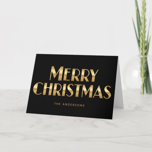 Art Deco Retro Script Merry Christmas シーズンカード (正面)