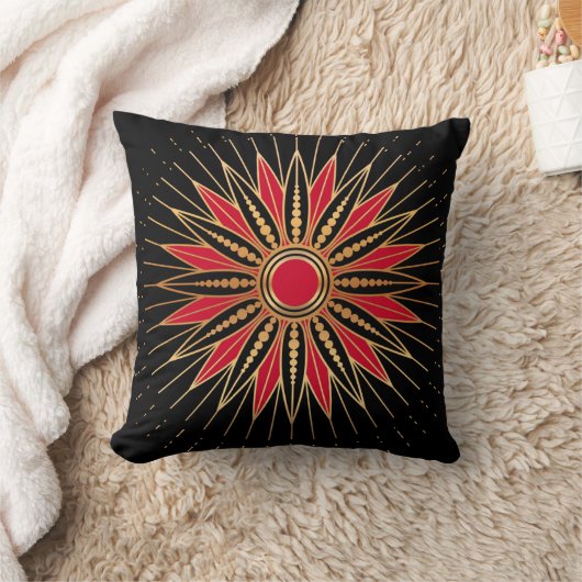 Art Deco Retro Star (red-gold-black) クッション (ブランケット)