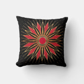 Art Deco Retro Star (red-gold-black) クッション (正面)