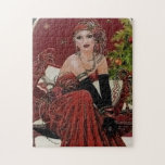 art deco retro vintage Christmas lady ジグソーパズル<br><div class="desc">art deco retro vintage Christmas lady jigsaw puzzle</div>
