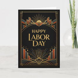 Art Deco Rising City Happy Labor Day カード