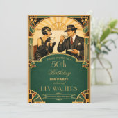 Art Deco Roaring 20s Gatsby Tea Birthday Party 招待状 (スタンド正面)