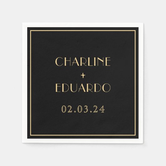 Art deco roaring 20s Wedding  スタンダードカクテルナプキン (正面)