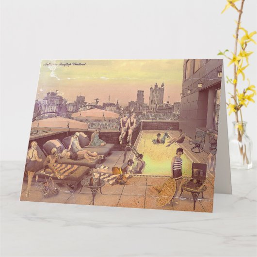 Art Déco Rooftop Chillout カード (黄色い花)