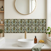 Art Deco Rose Geometric Emerald Green Tile タイル