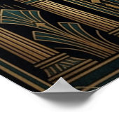 Art Deco Sacred Lotus Celestial Compass Poster ポスター (角)