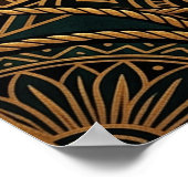 Art Deco Saguaro Cactus Sunburst Desert Gold Teal  ポスター (角)