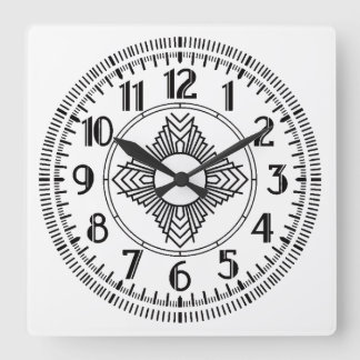 Art Deco schwarz weiß klassische runde Wanduhr スクエア壁時計