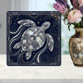 Art Deco Sea Turtle Mother of Pearl Style Tile タイル